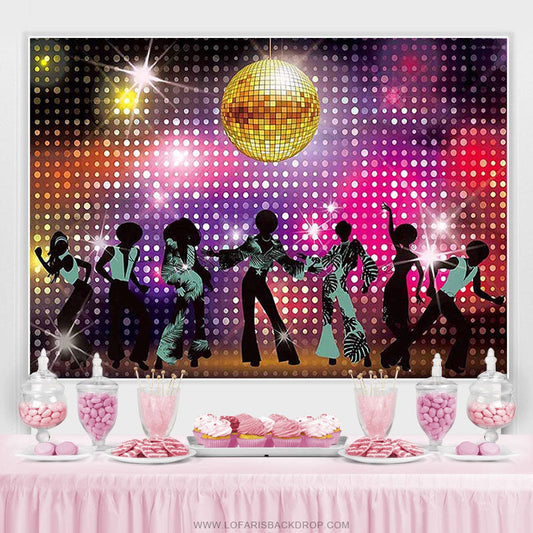 Lofaris Vintage 70s Disco Shining Neon Dancer Night Backdrop