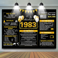 Lofaris Vintage Black Gold Ballon 40th Birthday Backdrop