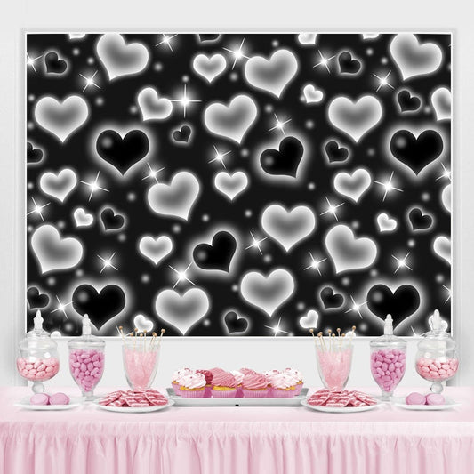 Lofaris Vintage Bokeh Black Heart Birthday Photoshoot Backdrop