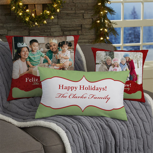 Lofaris Vintage Christmas Custom Pillow With Family Photo