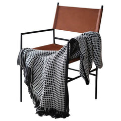 Lofaris Waffle Plaid Knitted Simple Black And White Soft Throw Blanket