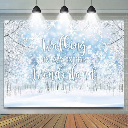 Lofaris Walking In A Winter Wonderland Snow Birthday Backdrop