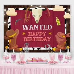 Lofaris Wanted Happy Birthday Cowboy Party Backdrop for Men