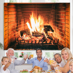 Lofaris Warm and Burning Fireplace Themed Backdrop for Party