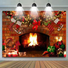 Lofaris Warm Fireplace Lighting Christmas Stock Holiday Backdrop