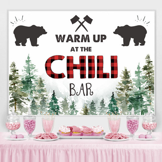 Lofaris Warm Up At The Chili Bar Pine forest Winter Backdrop