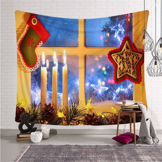 Lofaris Warn Decoration Christmas Landscape Family Wall Tapestry