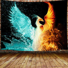 Lofaris Water Fire Phoenix Trippy Novelty Animal Wall Tapestry