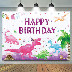 Lofaris Watercolor Dinosaur Birthday Party Backdrop For Kids