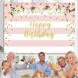 Load image into Gallery viewer, Lofaris Watercolor Flower Pink Floral Happy Birthday Backdrop