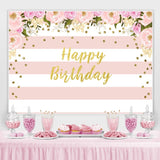 Load image into Gallery viewer, Lofaris Watercolor Flower Pink Floral Happy Birthday Backdrop