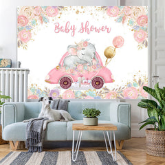 Lofaris Watercolor Pink Elephant Baby Shower Party Backdrop