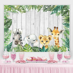 Lofaris Watercolor Safari Animals Backdrops for Baby Shower