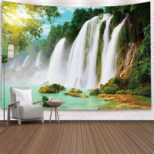 Lofaris Waterfull Forest 3D Printed Landscape Wall Tapestry
