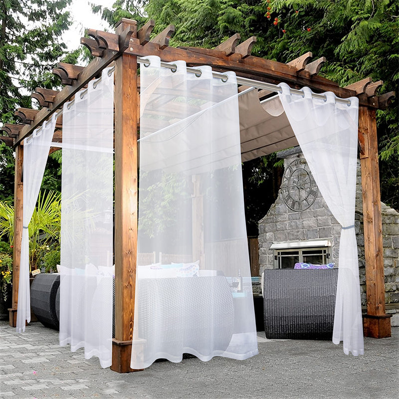 Lofaris Waterproof Sheer White Outdoor Curtains with Top Grommet