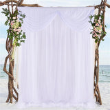 Load image into Gallery viewer, Lofaris Wavy White Tulle Backdrop Curtain Wedding Arch Drapes 5Ft X 7Ft