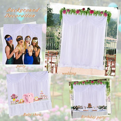 Lofaris Wavy White Tulle Backdrop Curtain Wedding Arch Drapes 5Ft X 7Ft
