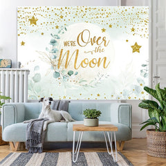 Lofaris We Are Over The Moon Golden Stars Baby Shower Backdrop