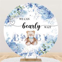 Lofaris We Can Bearly Wait Blue Flower Baby Shower Circle Backdrop
