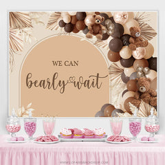 Lofaris We Can Bearly Wait Brown Balloons Baby Shower Backdrop