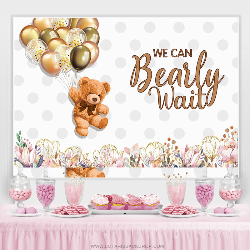 We Can Bearly Wait Flying Bear Baby Shower Backdrop For Girl Boy