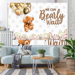 Lofaris We Can Bearly Wait Flying Bear Baby Shower Backdrop For Girl Boy
