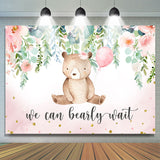Load image into Gallery viewer, Lofaris We Can Bearly Wait Pink Floral Baby Shower Backdrop