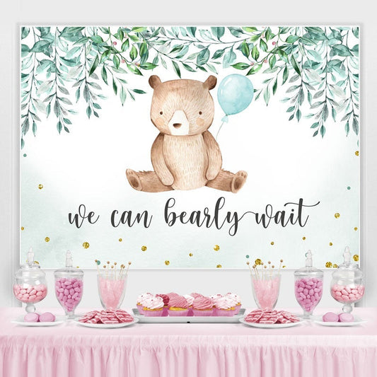Lofaris We can bearly wait teddy bear baby shower Backdrop