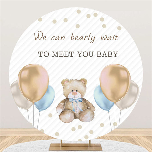 Lofaris We Can Bearly Wait To Meet You Baby Circle Backdrop
