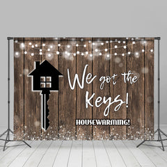 Lofaris We Got The Keys Wooden Simple Housewarming Backdrop