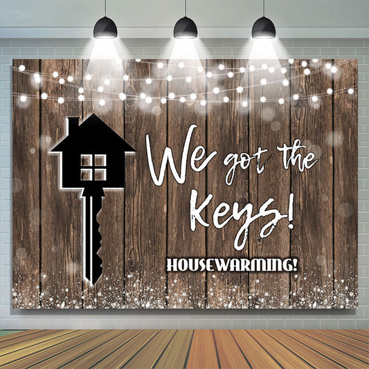Lofaris We Got The Keys Wooden Simple Housewarming Backdrop