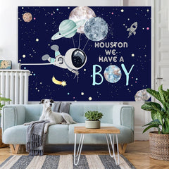 Lofaris Astronaut Boy Baby Shower Backdrop for Photoshoot