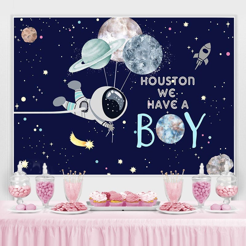 Lofaris Astronaut Boy Baby Shower Backdrop for Photoshoot
