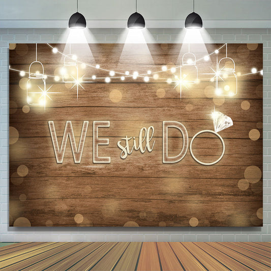 Lofaris We Still Do Diamond Wooden Glitter Light Blur Wedding Backdrop