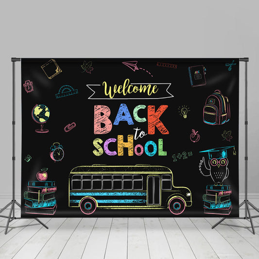 Lofaris Welcome Back to School Drawing Bus Photoshoot Backdrop