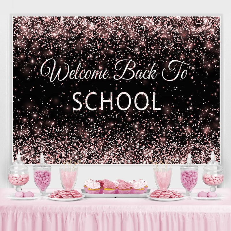 Lofaris Welcome Back To School Rose Gold Glitter Black Backdrop
