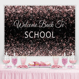 Load image into Gallery viewer, Lofaris Welcome Back To School Rose Gold Glitter Black Backdrop