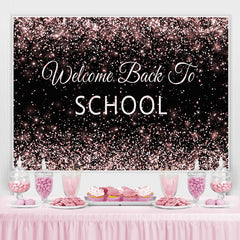 Lofaris Welcome Back To School Rose Gold Glitter Black Backdrop