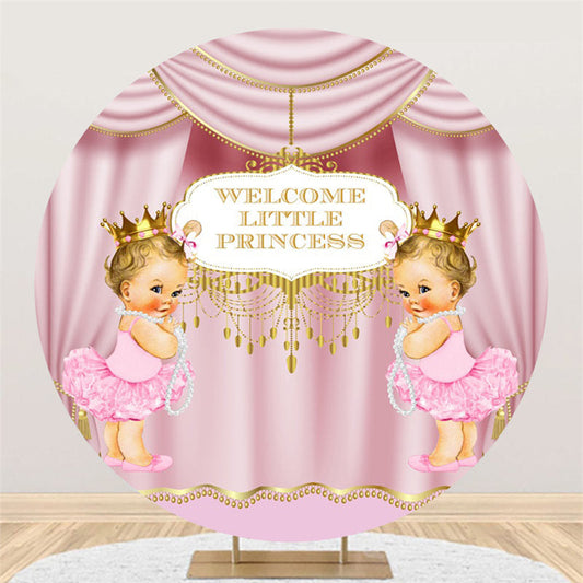 Lofaris Welcome Little Princess Pink Curtain Baby Shower Backdrop