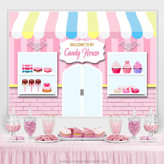 Lofaris Welcome My Candy House Happy Birthday Backdrop For Girl
