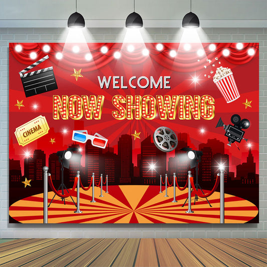 Lofaris Welcome Now Showing Red Stage Cinema Dance Backdrop