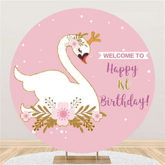 Lofaris Welcome To 1St Happy Birthday Round Backdrop For Girl
