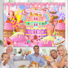 Lofaris Welcome To Candy Land Castle Birthday Backdrop