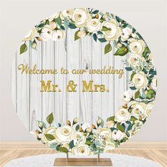 Lofaris Welcome To Our Wedding Flower Round Backdrop