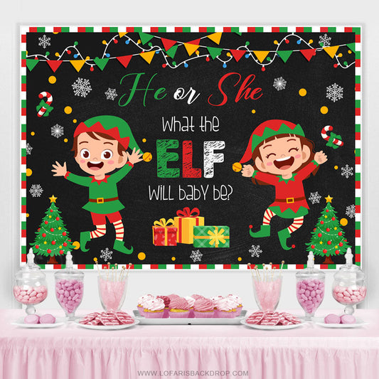 Lofaris What Elf Will The Baby Be Christmas Shower Backdrop