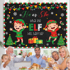 Lofaris What Elf Will The Baby Be Christmas Shower Backdrop
