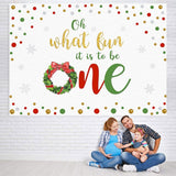 Load image into Gallery viewer, Lofaris What Fun It Is to be One Christmas Backdrop for Baby Shower