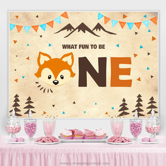 Lofaris What Fun To Be One Fox Jungle Theme Birthday Backdrop