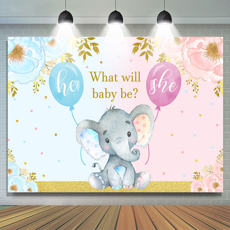 Lofaris What Will Baby Be Elephent Shower Backdrop