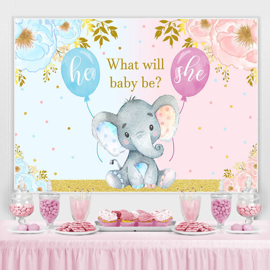 Lofaris What Will Baby Be Elephent Shower Backdrop